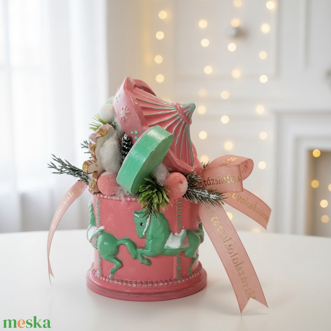 Körhintás Mézeskalács Kaspó - karácsony - adventi díszek - adventi asztaldísz - Meska.hu