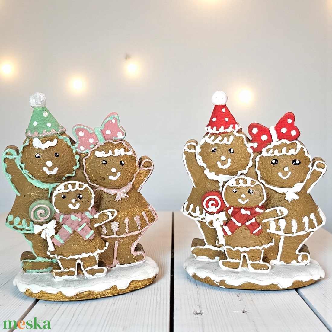 Mézeskalács Család  Kézzel Festett Kézműves Dekor (2 színben) - karácsony - karácsonyi lakásdekoráció - karácsonyi manók, figurák - Meska.hu