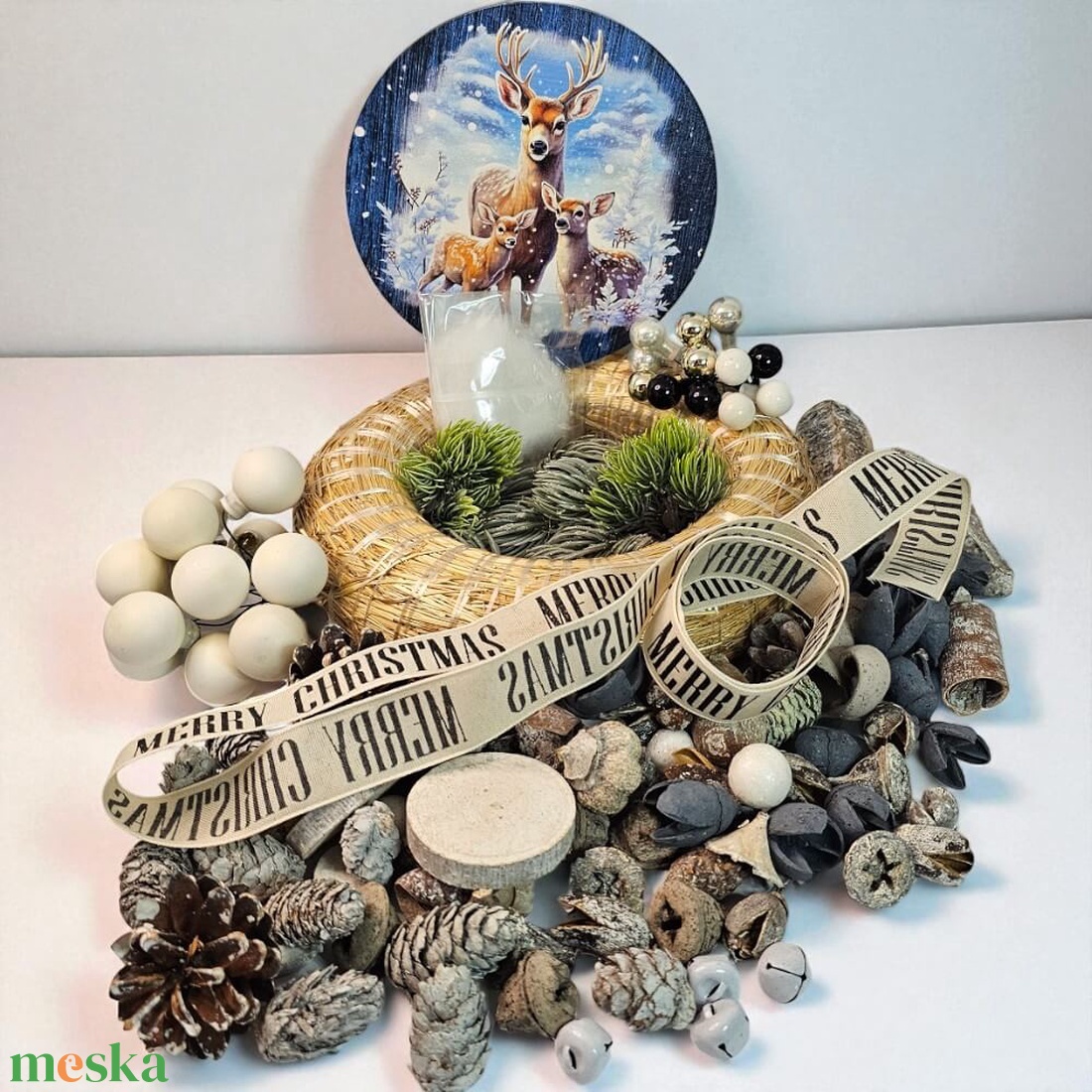 Őzikecsalád alkotócsomag  téli DIY kopogtató - diy (csináld magad) - egységcsomag - Meska.hu