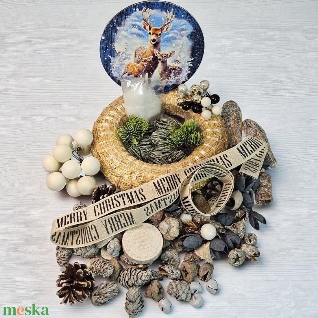 Őzikecsalád alkotócsomag  téli DIY kopogtató - diy (csináld magad) - egységcsomag - Meska.hu