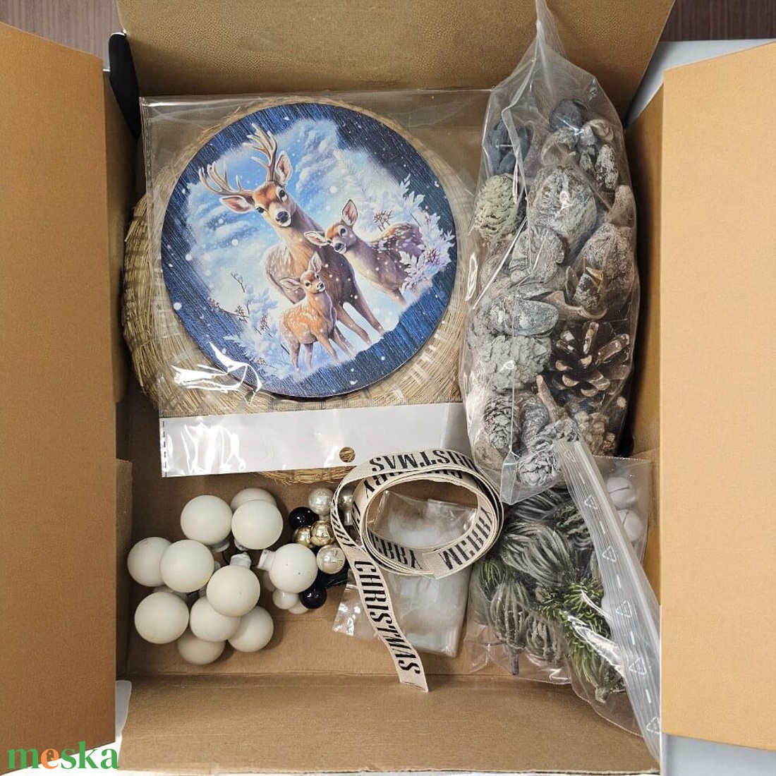 Őzikecsalád alkotócsomag  téli DIY kopogtató - diy (csináld magad) - egységcsomag - Meska.hu