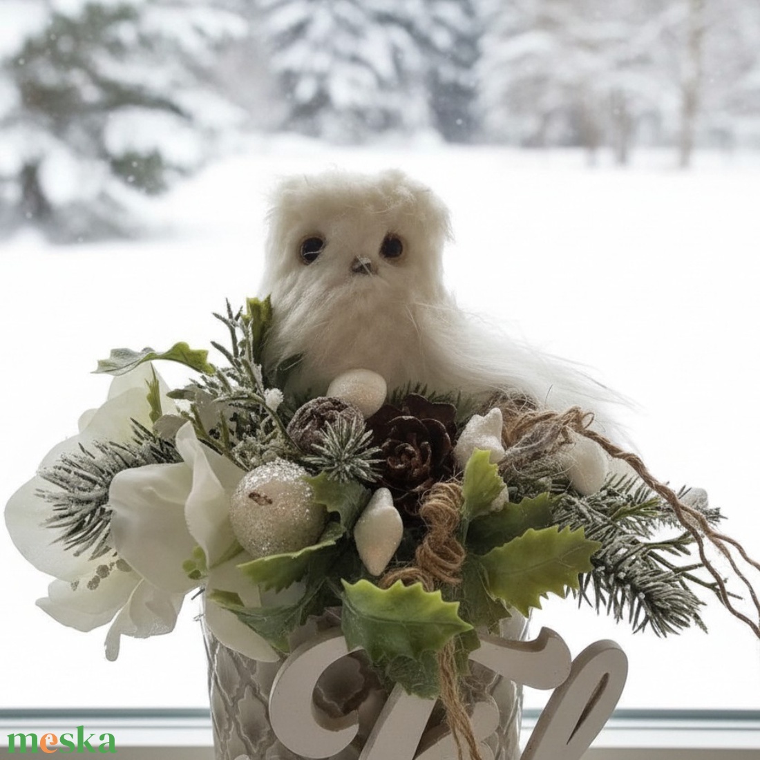 Téli hóbaglyos kaspó � kézműves asztaldísz - otthon & életmód - dekoráció - Meska.hu