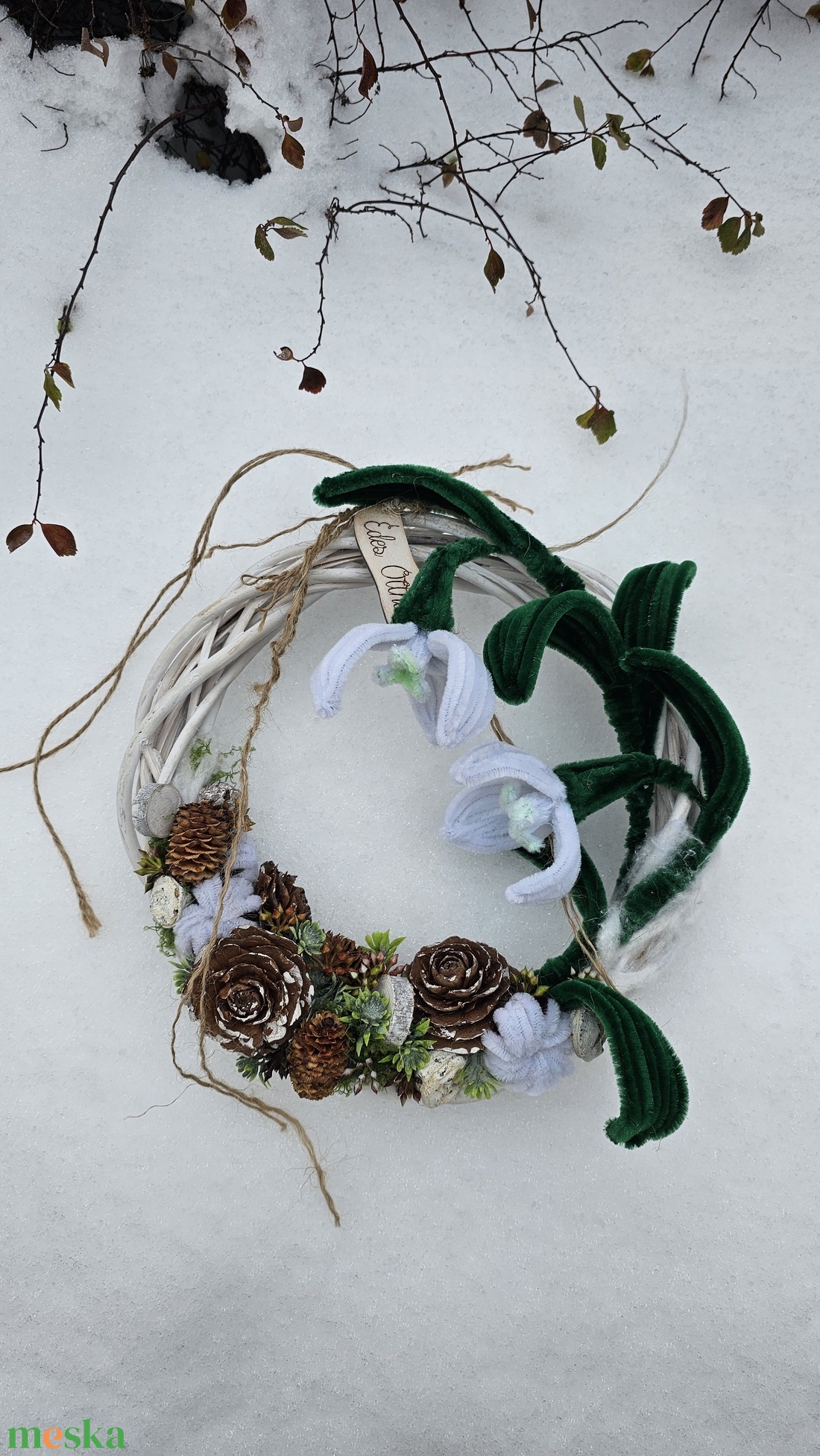 Hóvirágos kopogtató � kézzel készült ajtódísz - otthon & életmód - dekoráció - ajtó- és ablak dekoráció - ajtódísz & kopogtató - Meska.hu