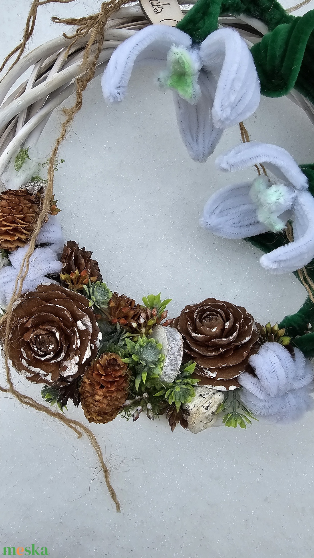 Hóvirágos kopogtató � kézzel készült ajtódísz - otthon & életmód - dekoráció - ajtó- és ablak dekoráció - ajtódísz & kopogtató - Meska.hu