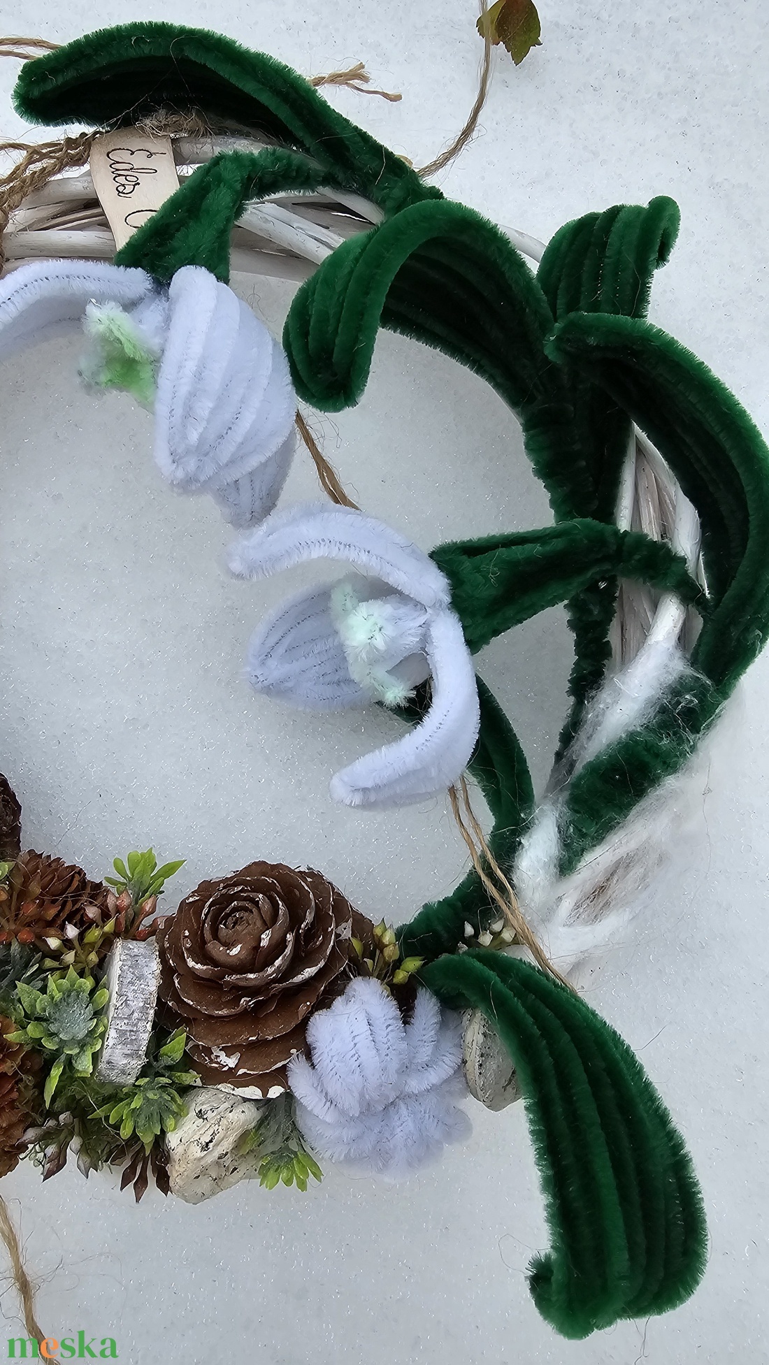 Hóvirágos kopogtató � kézzel készült ajtódísz - otthon & életmód - dekoráció - ajtó- és ablak dekoráció - ajtódísz & kopogtató - Meska.hu