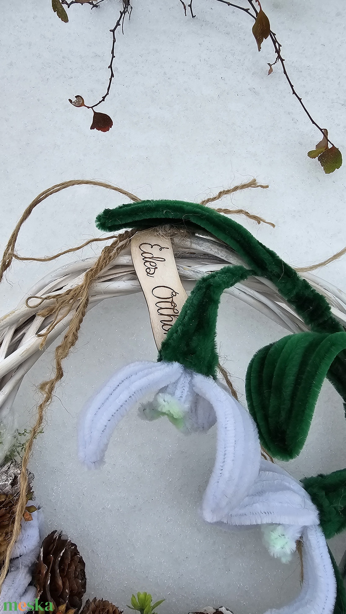 Hóvirágos kopogtató � kézzel készült ajtódísz - otthon & életmód - dekoráció - ajtó- és ablak dekoráció - ajtódísz & kopogtató - Meska.hu