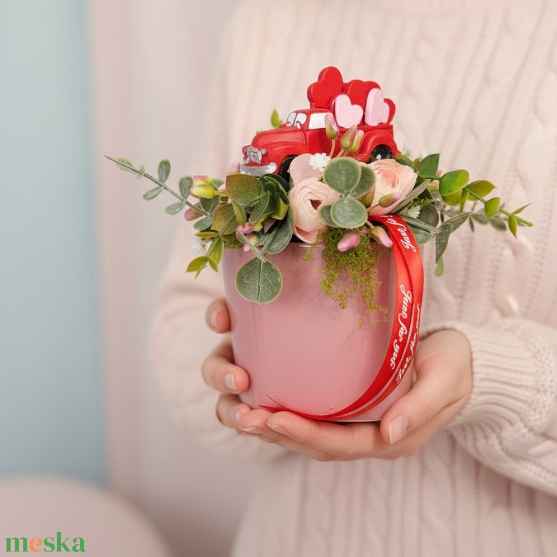 Autós bögrés asztaldísz � szíves dekoráció - otthon & életmód - dekoráció - Meska.hu