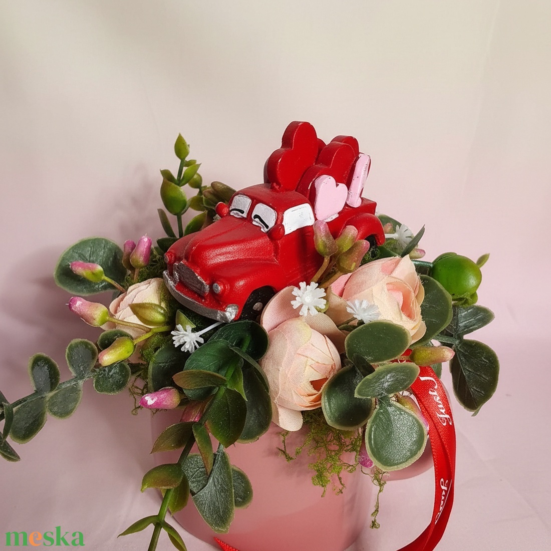 Autós bögrés asztaldísz � szíves dekoráció - otthon & életmód - dekoráció - Meska.hu