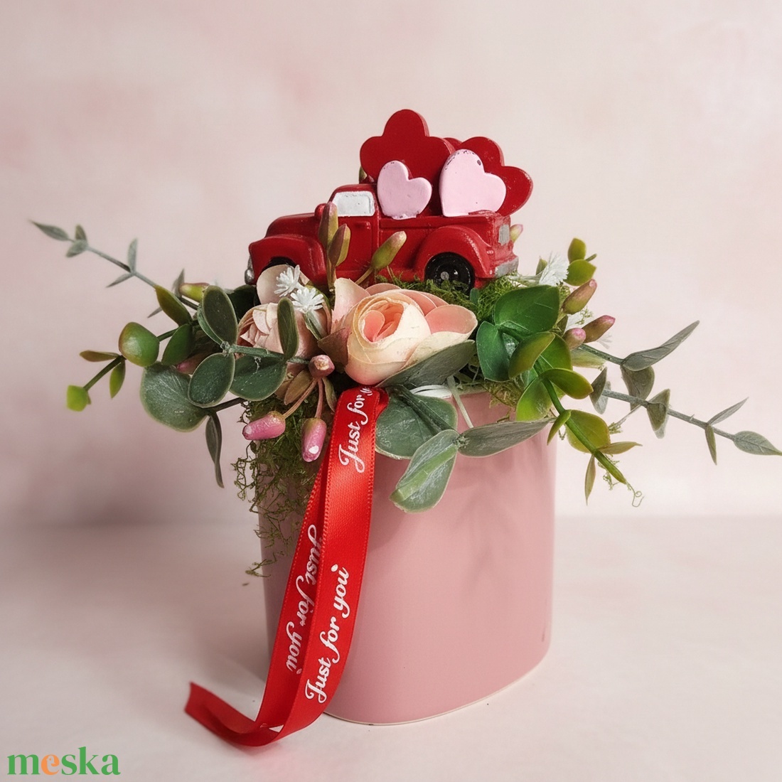 Autós bögrés asztaldísz � szíves dekoráció - otthon & életmód - dekoráció - Meska.hu