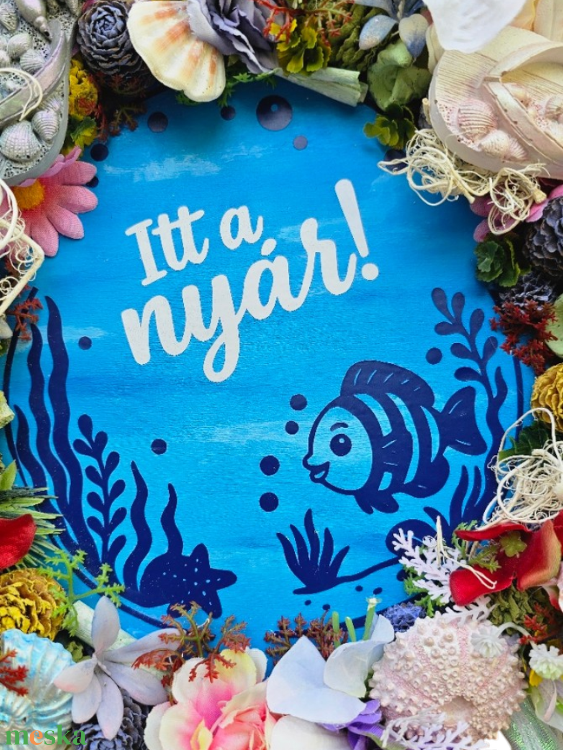 Itt a nyár! � Tengerparti hangulatú nyári kopogtató - otthon & életmód - dekoráció - ajtó- és ablak dekoráció - ajtódísz & kopogtató - Meska.hu