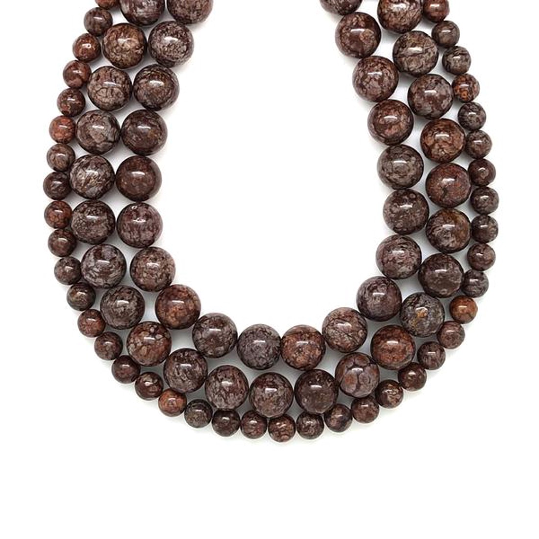 Obszidián hópehely barna golyó 4-5mm  ékszerkészítő alapanyag (füzér) - kellékek & szerszámok - ásvány alapanyag - ásványfüzér - Meska.hu