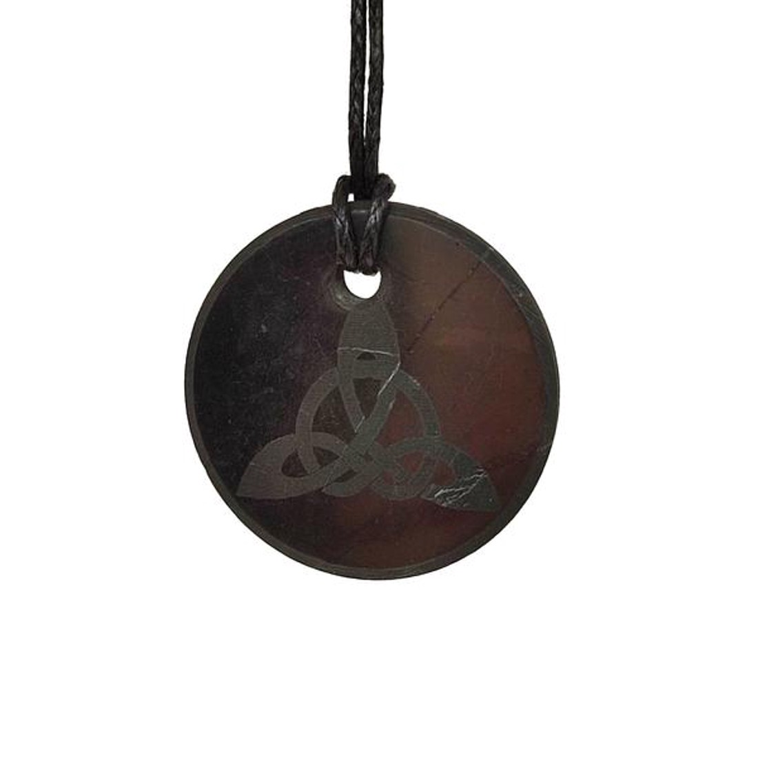 Shungit medál trefoil gravírozott 30mm - ékszer - nyaklánc - medál - Meska.hu