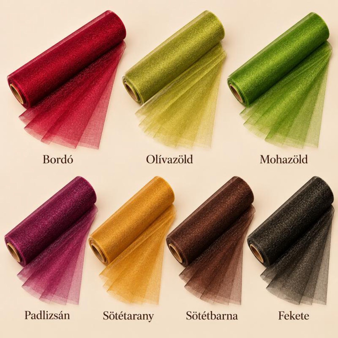 Snow organza tekercs � mély és természetes árnyalatok, 23,5 cm � 10 m - kellékek & szerszámok - méteráru - dekorációs alapanyag - Meska.hu
