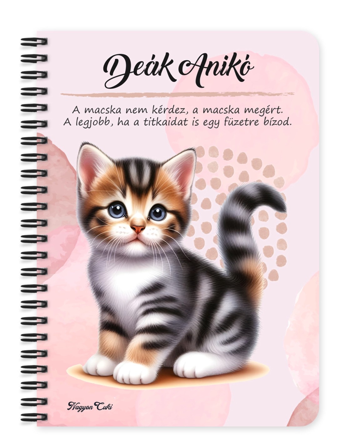 Személyre szabható - Tündéri cirmos cicus mintás A5-ös füzet - otthon & életmód - papír, írószer - jegyzetfüzet & napló - Meska.hu