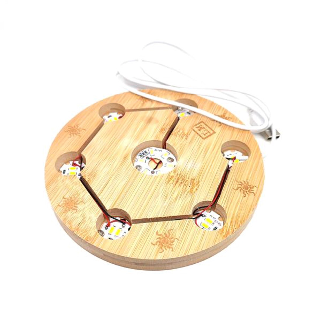 Fa talpas színváltós kör lámpa 15 cm spirituális hangulatvilágítás otthonra - kellékek & szerszámok - ásvány alapanyag - ásvány lámpa - Meska.hu