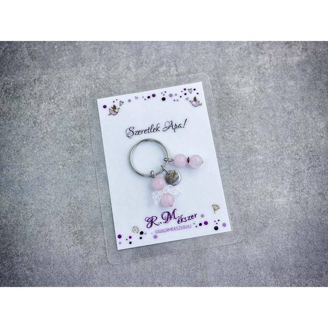 Szeretlek Apa kulcstartó rózsakvarccal - táska & tok - kulcstartó & táskadísz - kulcstartó - Meska.hu