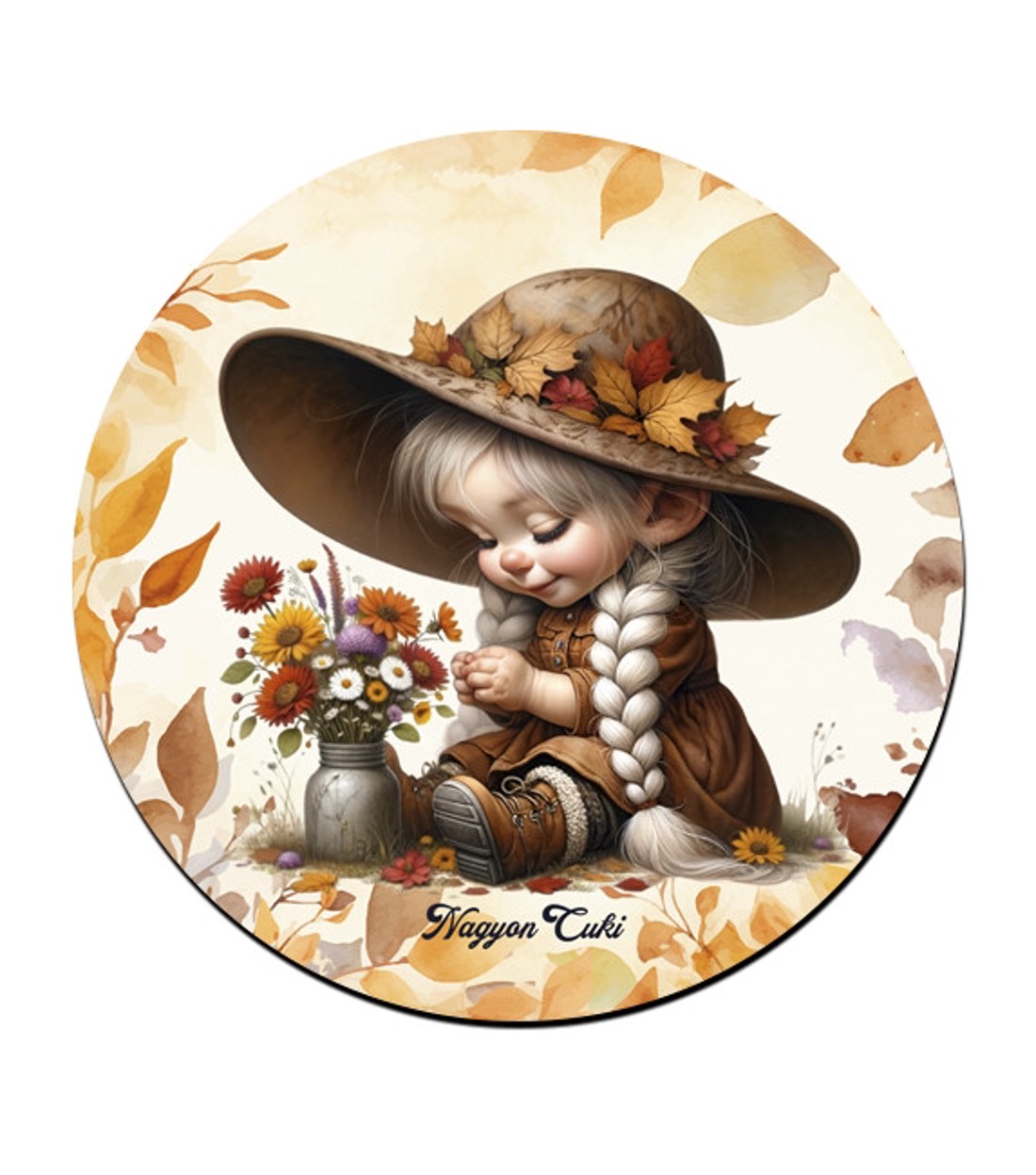 3 db cuki őszi manó lány kör alakú alátét szett (#87) -  - Meska.hu
