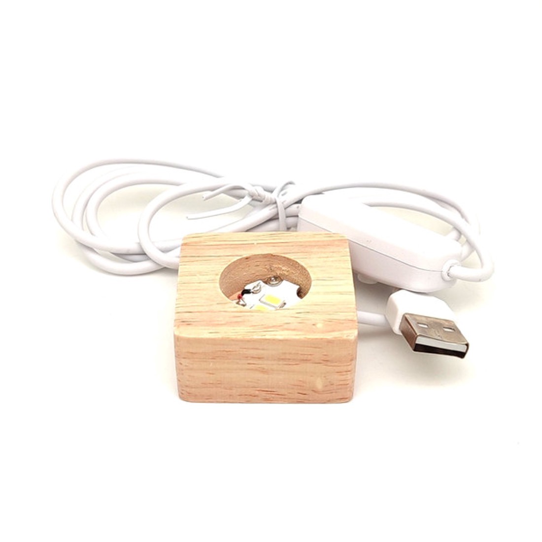 Fa talpas négyzet fehér LED világító talp ásványokhoz 4�4 cm - kellékek & szerszámok - ásvány alapanyag - Meska.hu