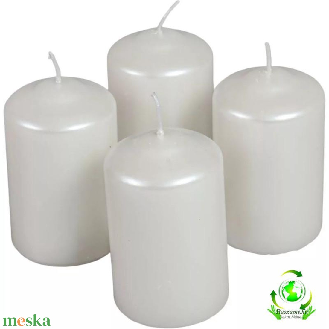 Metál henger gyertya szett 60x100mm - fehér - kellékek & szerszámok - dekorációs kellékek - dekorációs gyertya - Meska.hu