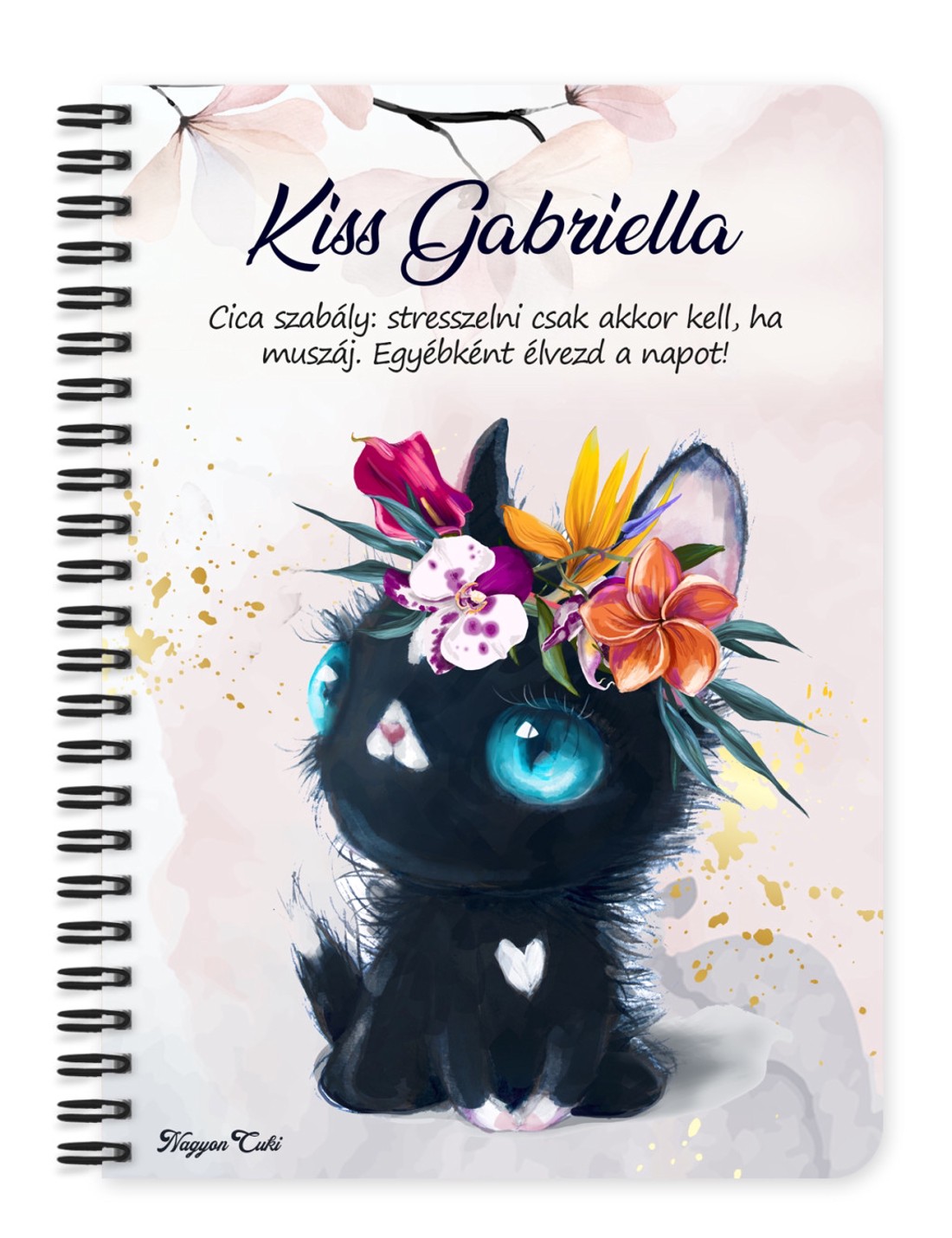 Személyre szabható - Tündéri fekete cicus mintás A6-os füzet - otthon & életmód - papír, írószer - jegyzetfüzet & napló - Meska.hu