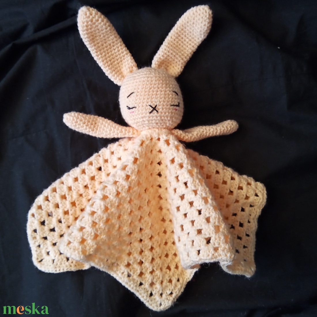 Nyuszis szundikendő - barack - játék & sport - 3 éves kor alattiaknak - alvóka & rongyi - Meska.hu