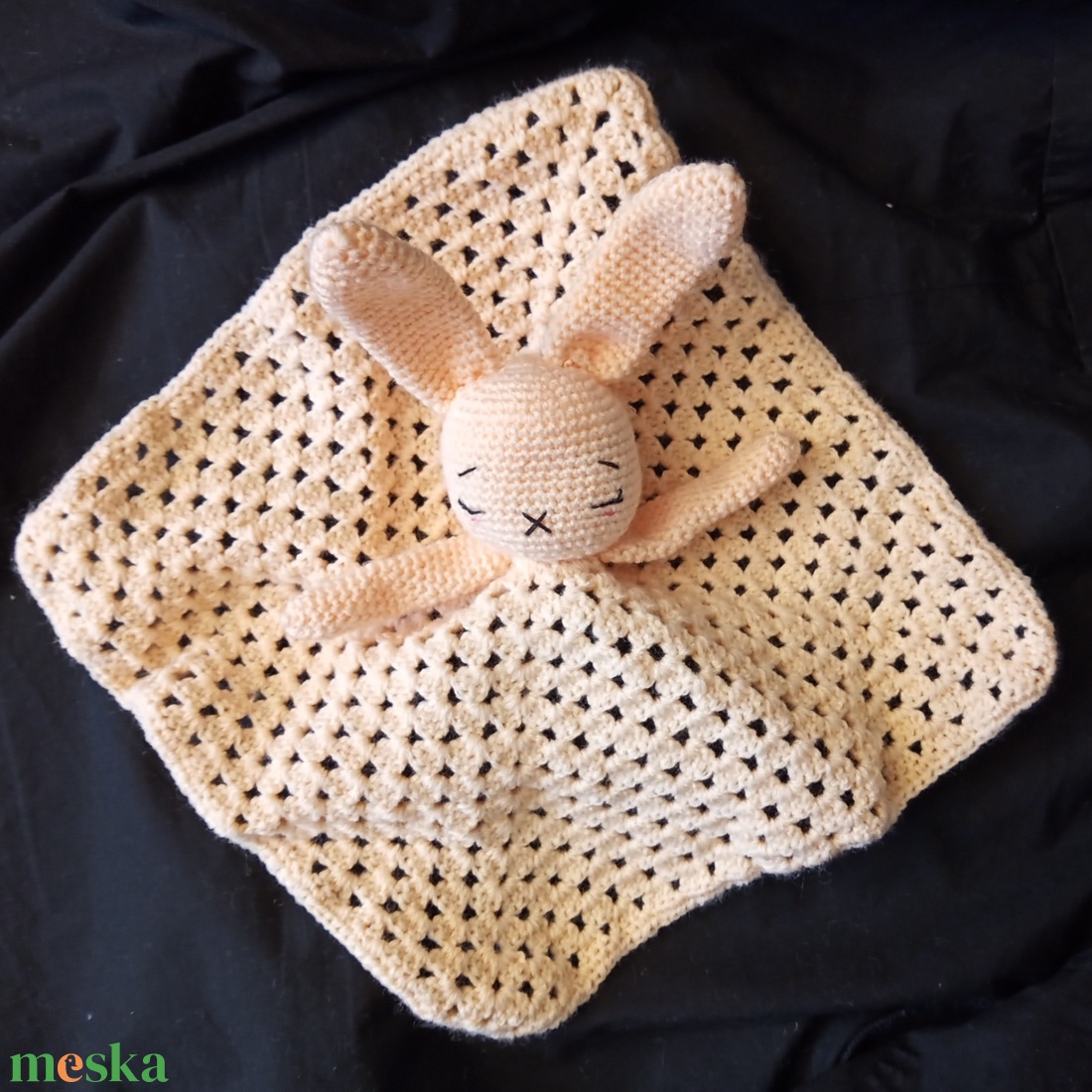 Nyuszis szundikendő - barack - játék & sport - 3 éves kor alattiaknak - alvóka & rongyi - Meska.hu