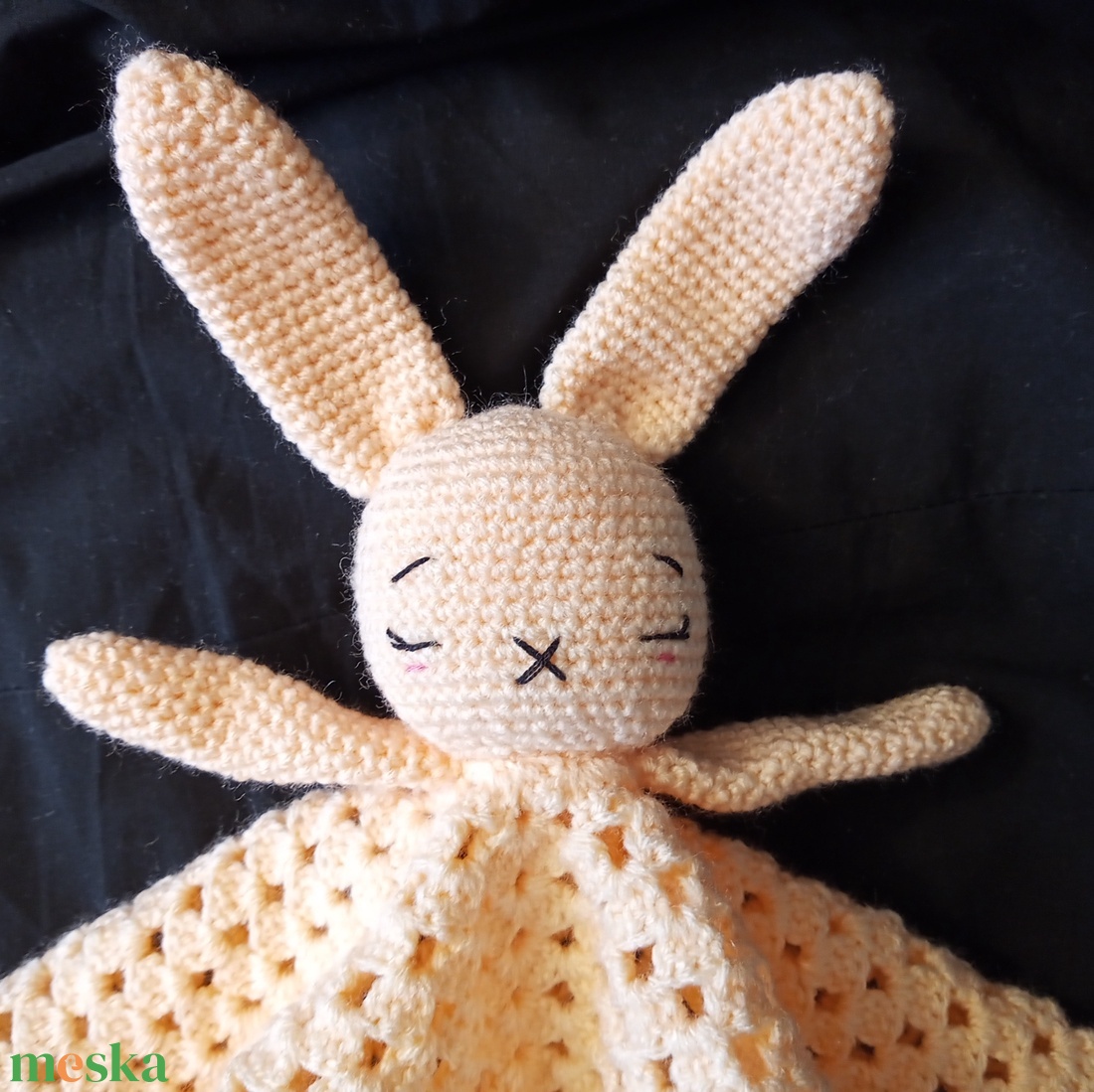 Nyuszis szundikendő - barack - játék & sport - 3 éves kor alattiaknak - alvóka & rongyi - Meska.hu