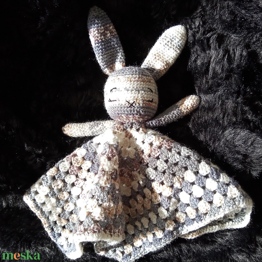 Nyuszis szundikendő - szürke-barna - játék & sport - 3 éves kor alattiaknak - alvóka & rongyi - Meska.hu