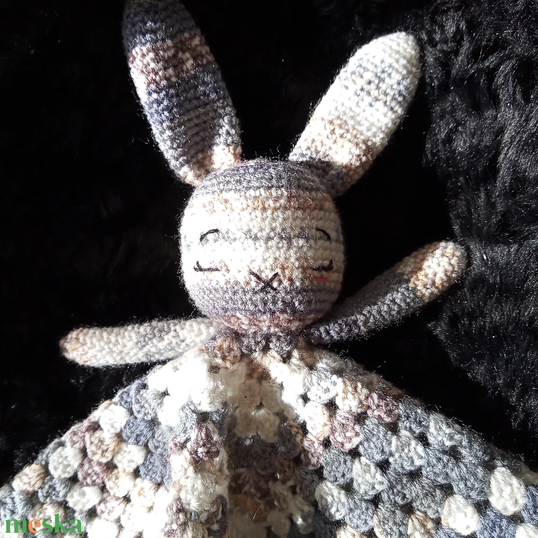 Nyuszis szundikendő - szürke-barna - játék & sport - 3 éves kor alattiaknak - alvóka & rongyi - Meska.hu