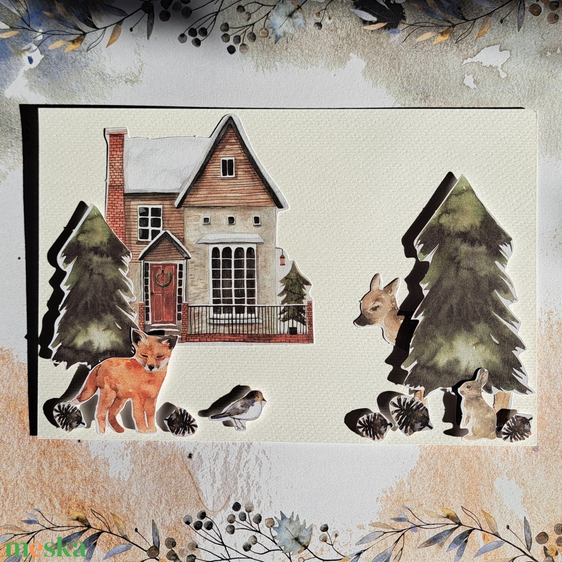 Kézműves karácsonyi képeslapok - karácsony - karácsonyi ajándékozás - karácsonyi képeslap, üdvözlőlap, ajándékkísérő - Meska.hu