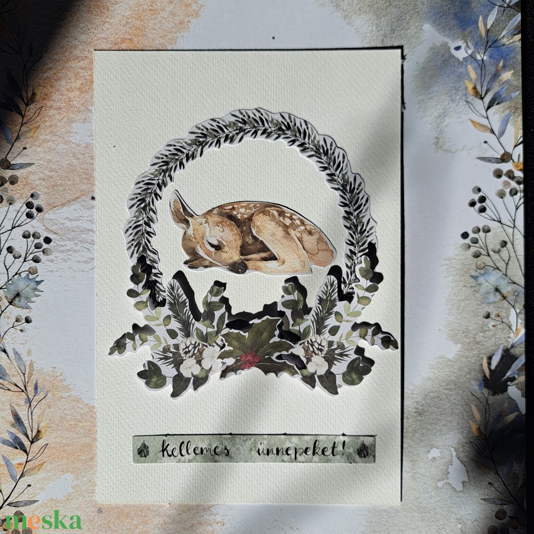 Kézműves karácsonyi képeslapok - állatos - karácsony - karácsonyi ajándékozás - karácsonyi képeslap, üdvözlőlap, ajándékkísérő - Meska.hu