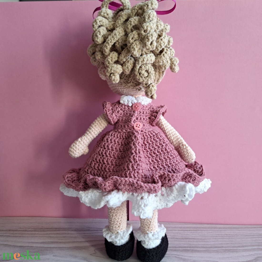 Horgolt szőke baba - levehető ruhával és cipővel - játék & sport - baba & babaház - baba - Meska.hu