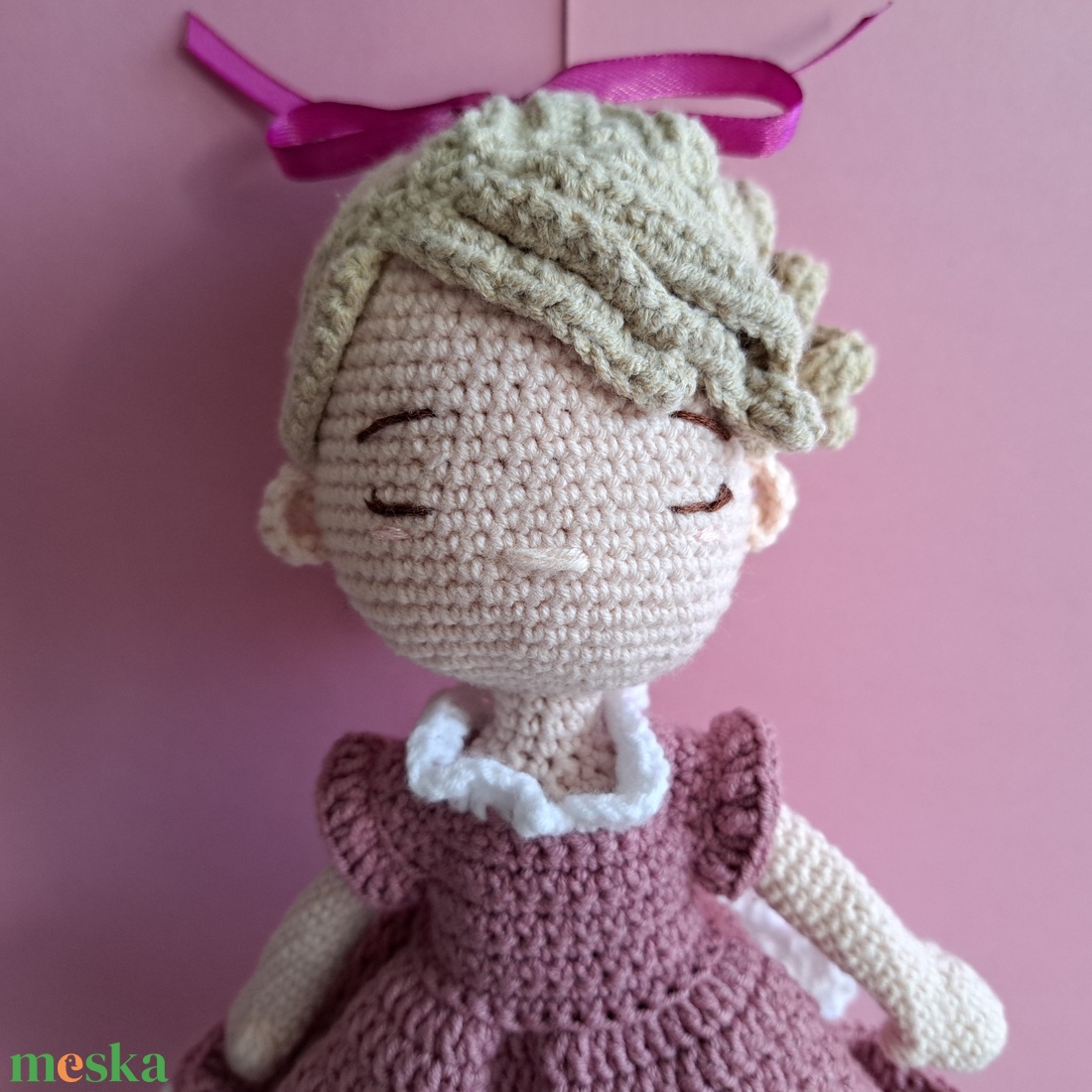 Horgolt szőke baba - levehető ruhával és cipővel - játék & sport - baba & babaház - baba - Meska.hu