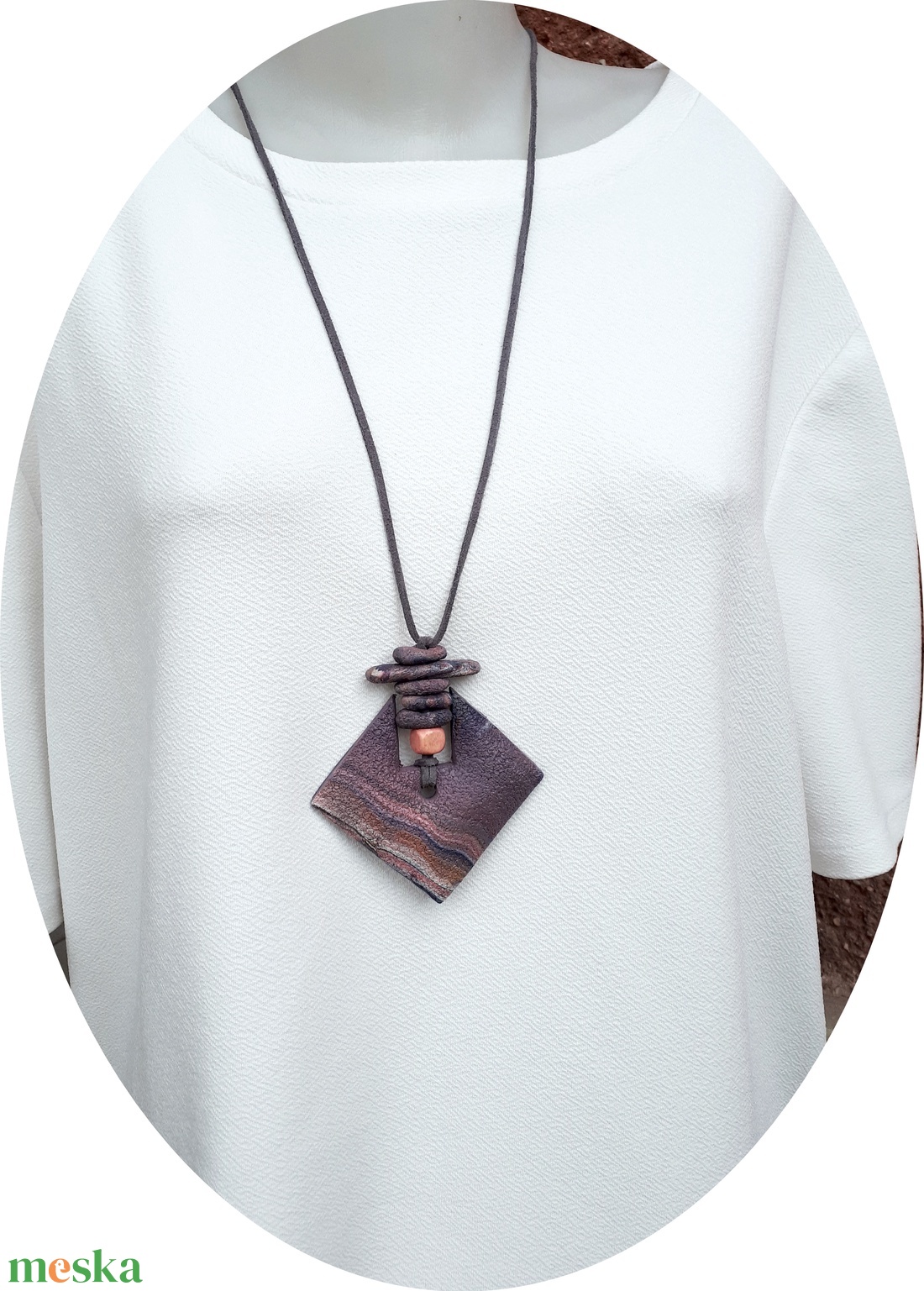 Rusztikus, kőhatású medál fülbevalókkal, ékszergyurma szett - ékszer - ékszerszett - Meska.hu