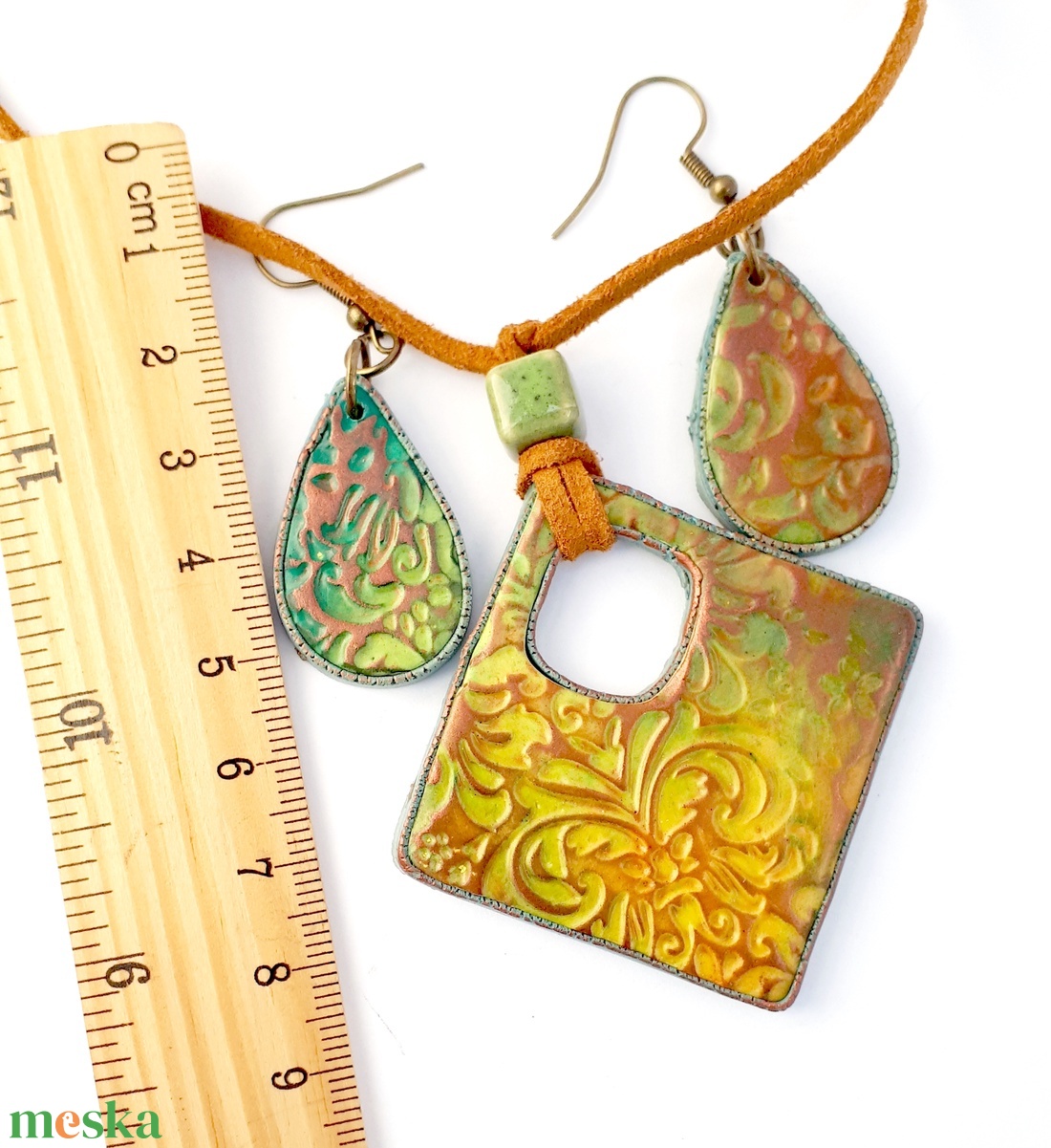 Színátmenetes kollekció, medál fülbevalókkal - ékszer - ékszerszett - Meska.hu