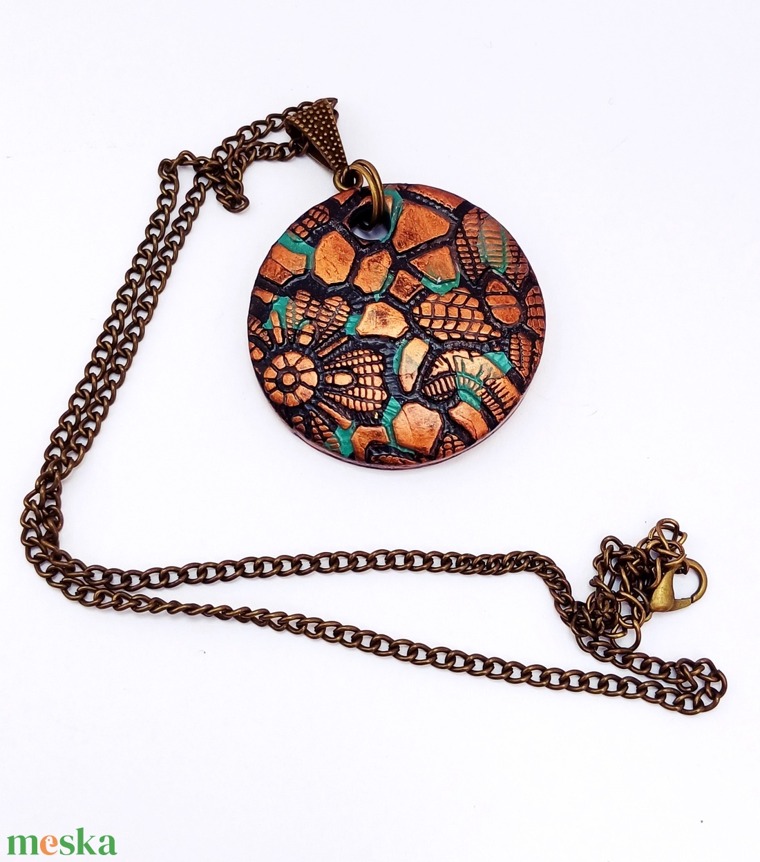 Fémes hatású bronzos nyaklánc - ékszer - nyaklánc - medálos nyaklánc - Meska.hu