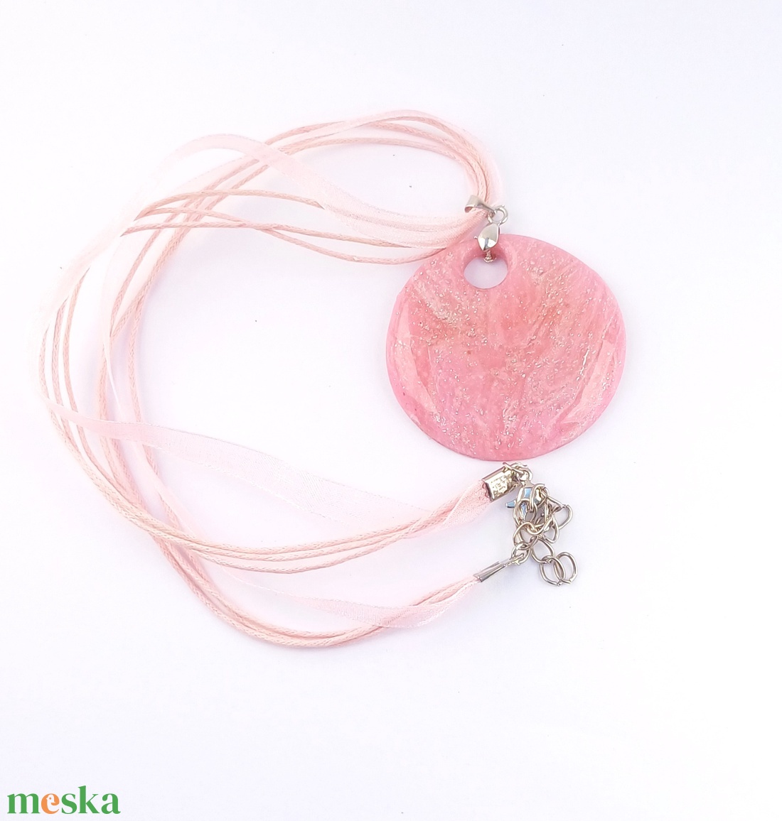 Rózsaszín medál, pink medálos nyaklánc - ékszer - nyaklánc - medálos nyaklánc - Meska.hu