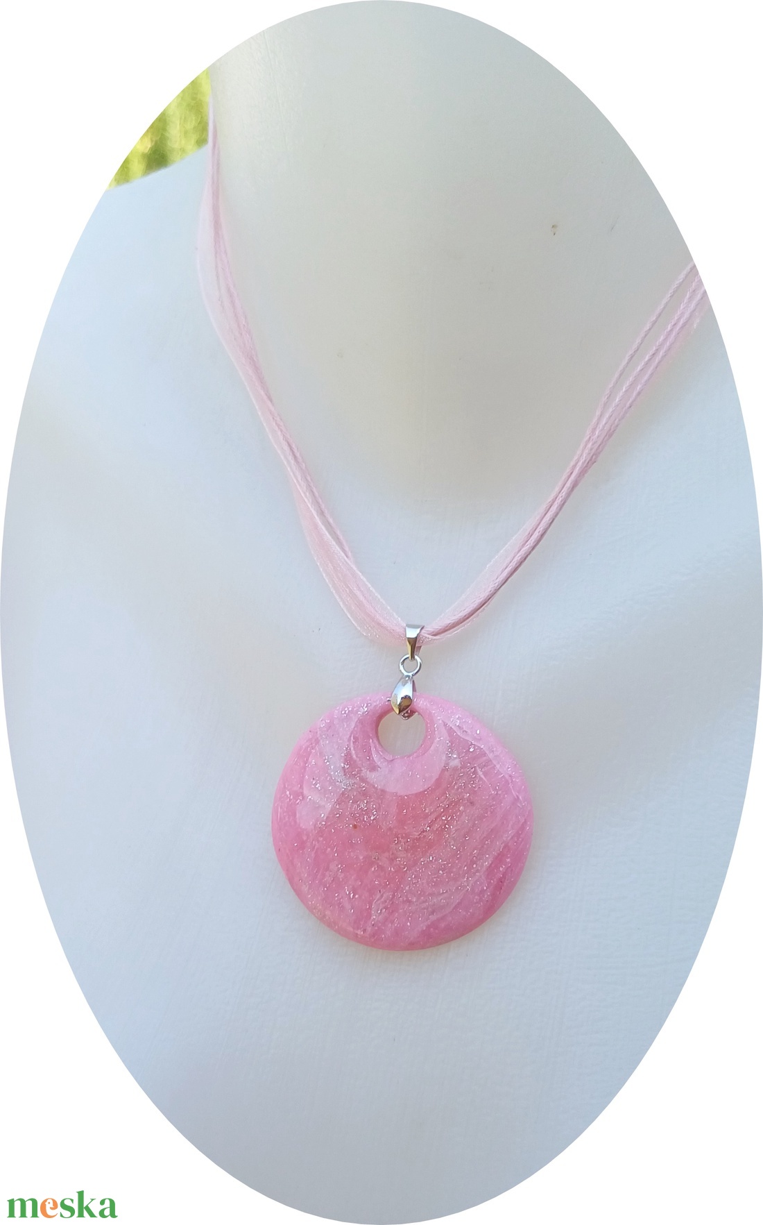 Rózsaszín medál, pink medálos nyaklánc - ékszer - nyaklánc - medálos nyaklánc - Meska.hu