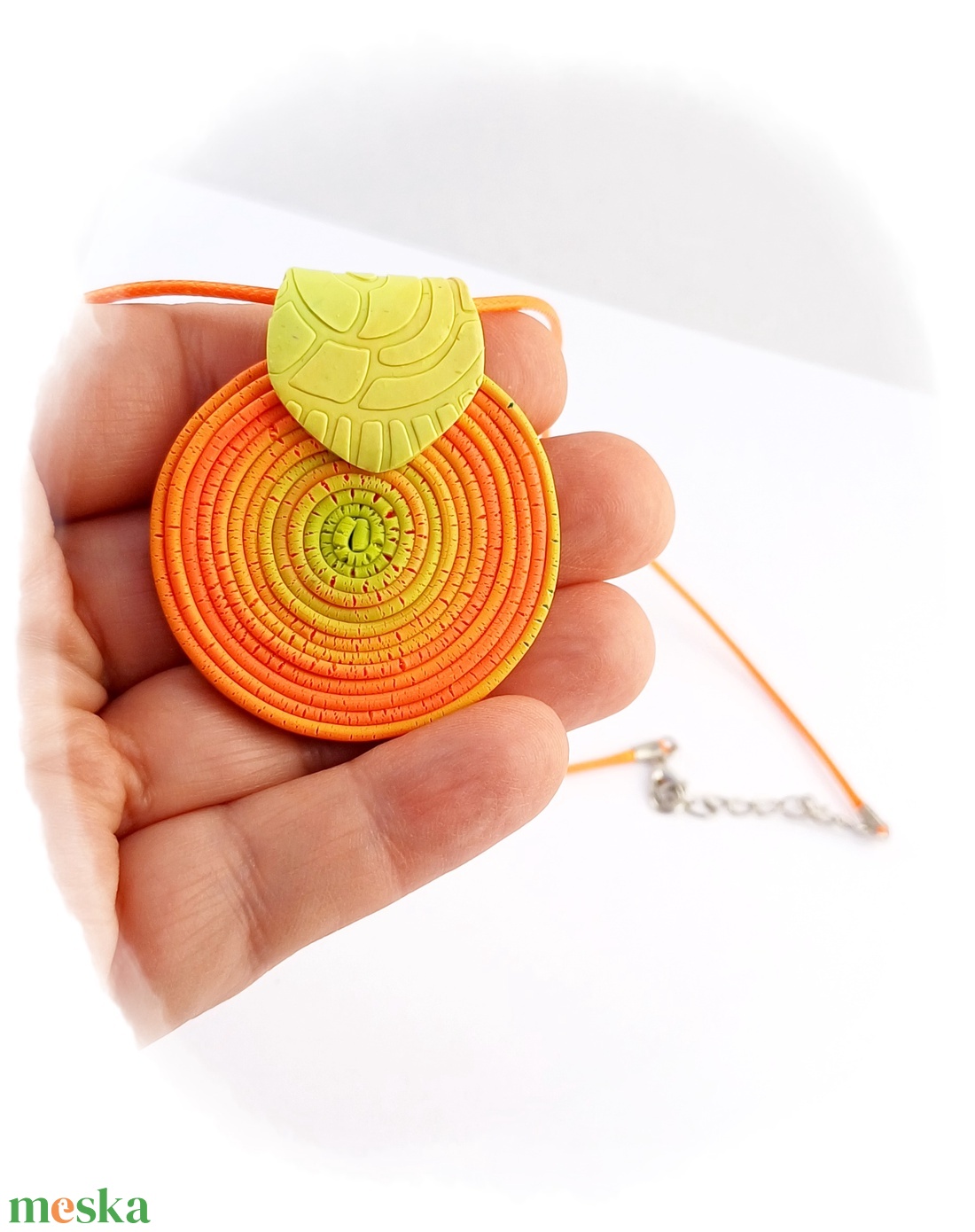 Narancssárga medál neon színekkel - ékszer - nyaklánc - medálos nyaklánc - Meska.hu