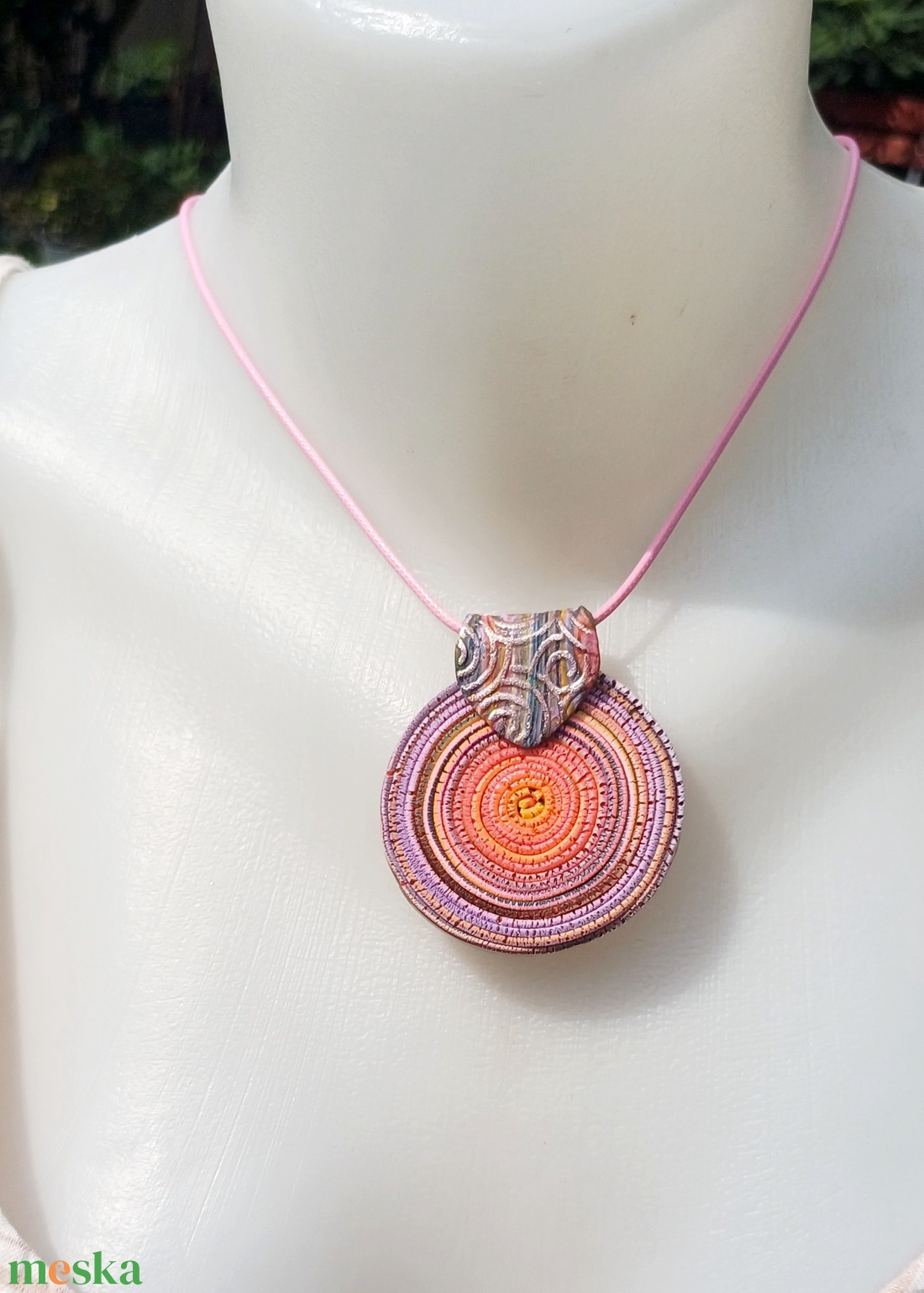 Pink rusztikus nyaklánc, spirál medál - ékszer - nyaklánc - medálos nyaklánc - Meska.hu Pink rusztikus nyaklánc, spirál medál - ékszer - nyaklánc - medálos nyaklánc - Meska.hu