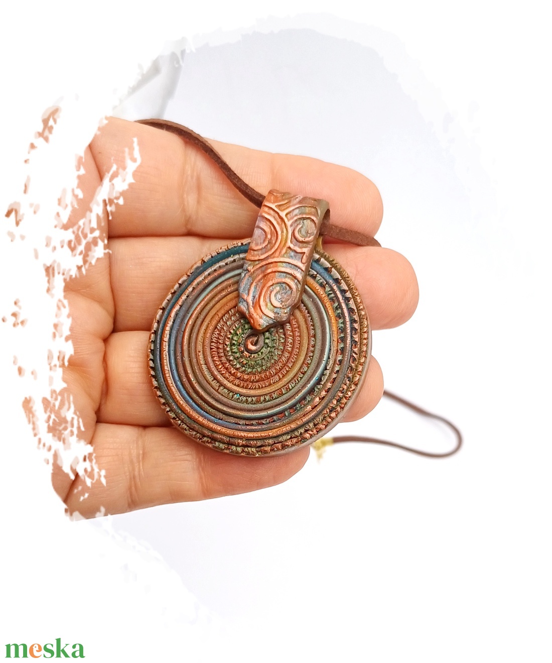 Barna nyaklánc, Rusztikus spirál medál - ékszer - nyaklánc - medálos nyaklánc - Meska.hu