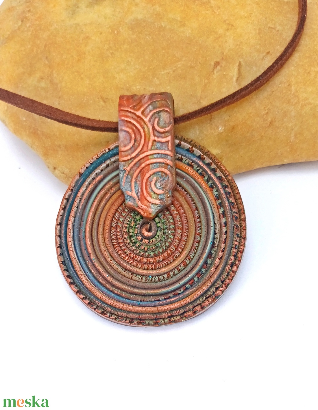 Barna nyaklánc, Rusztikus spirál medál - ékszer - nyaklánc - medálos nyaklánc - Meska.hu