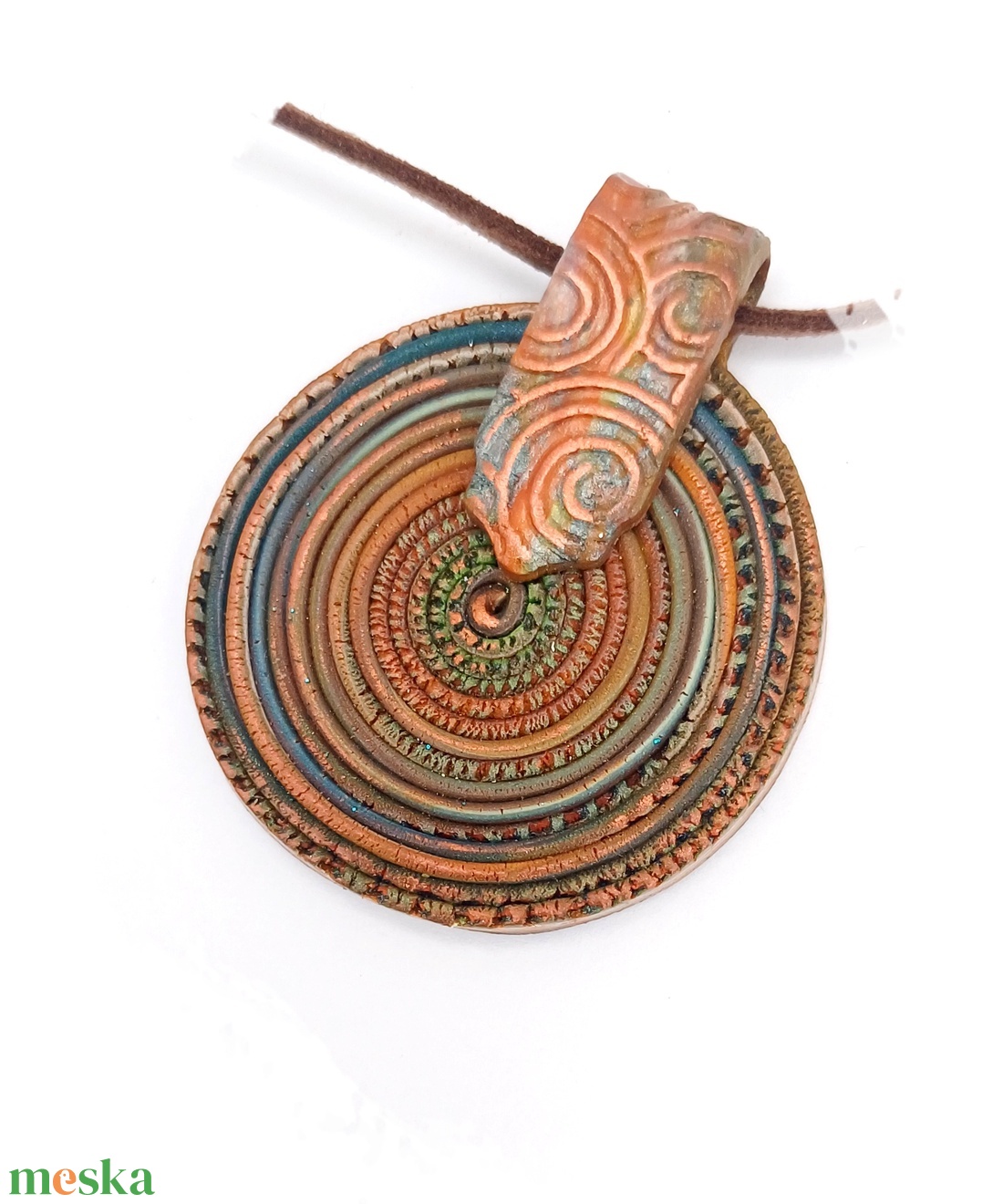 Barna nyaklánc, Rusztikus spirál medál - ékszer - nyaklánc - medálos nyaklánc - Meska.hu