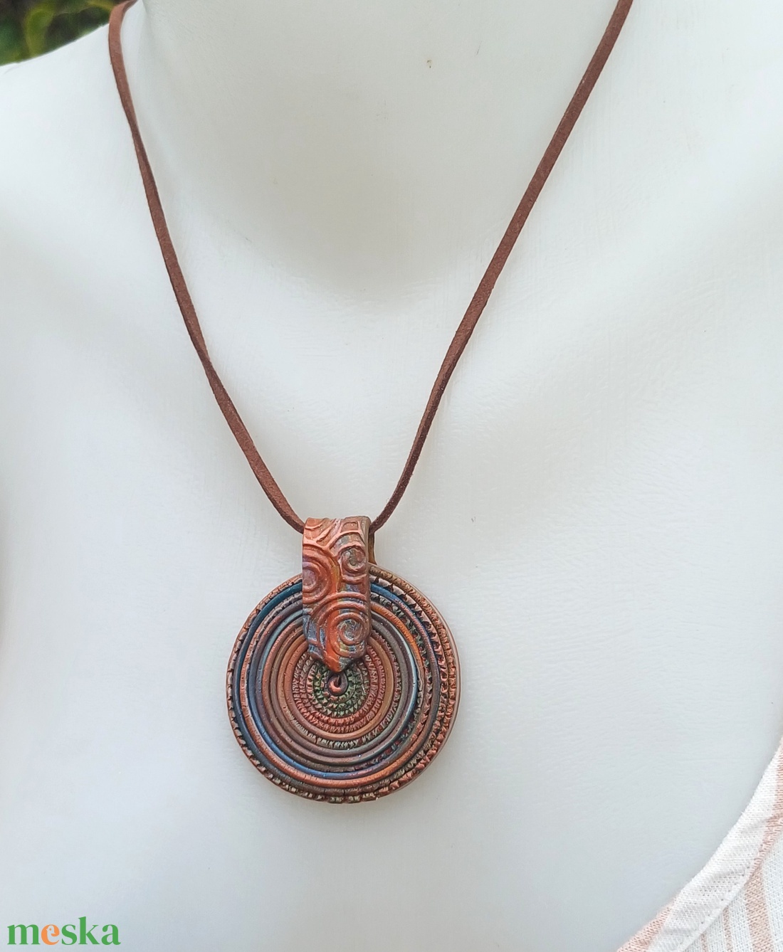 Barna nyaklánc, Rusztikus spirál medál - ékszer - nyaklánc - medálos nyaklánc - Meska.hu
