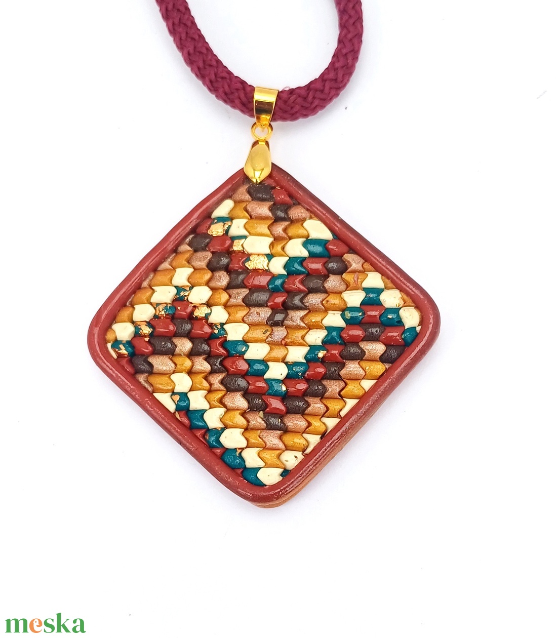 Süthető gyurma ékszer, medál, bargello - ékszer - nyaklánc - medálos nyaklánc - Meska.hu