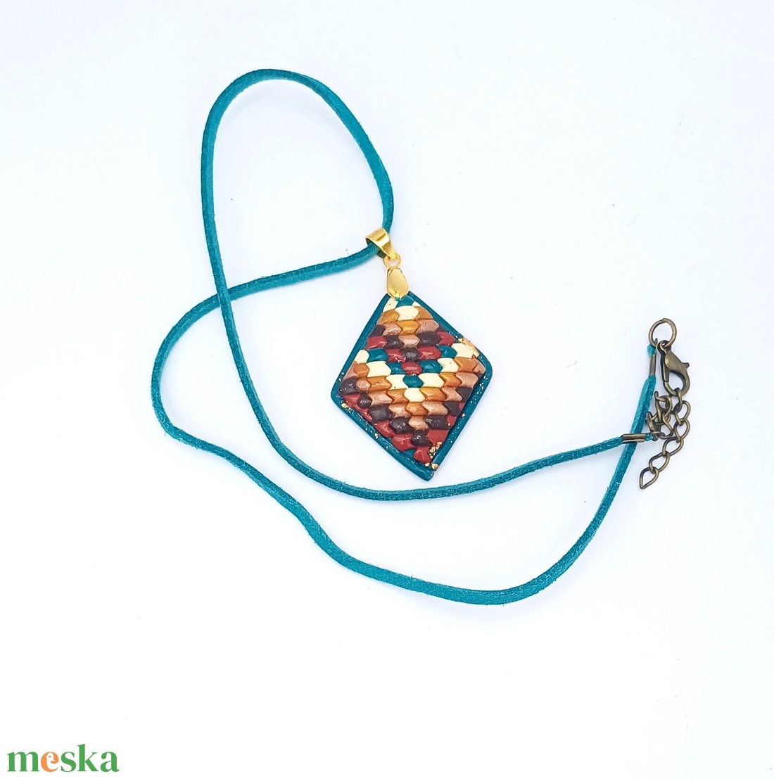 Színes medál, Süthető gyurma ékszer - esküvő - ékszer - nyaklánc - Meska.hu