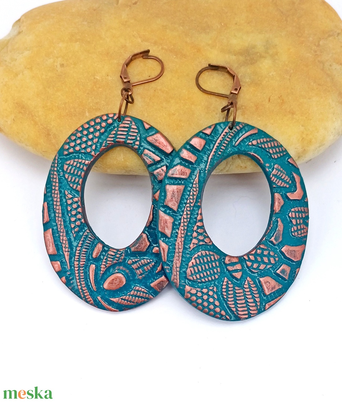 Türkizkék fülbevaló - ékszer - fülbevaló - lógó fülbevaló - Meska.hu