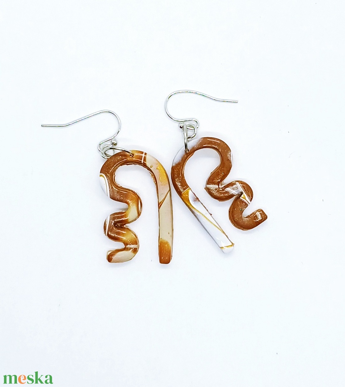 Barna-krém fülbevaló, könnyű - ékszer - fülbevaló - lógó fülbevaló - Meska.hu