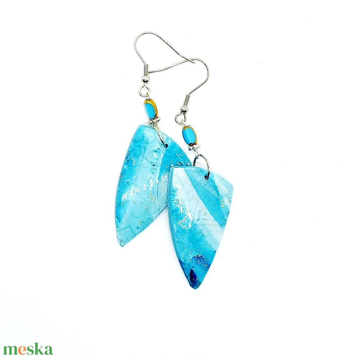 Kék fülbevaló  - ékszer - fülbevaló - lógó fülbevaló - Meska.hu