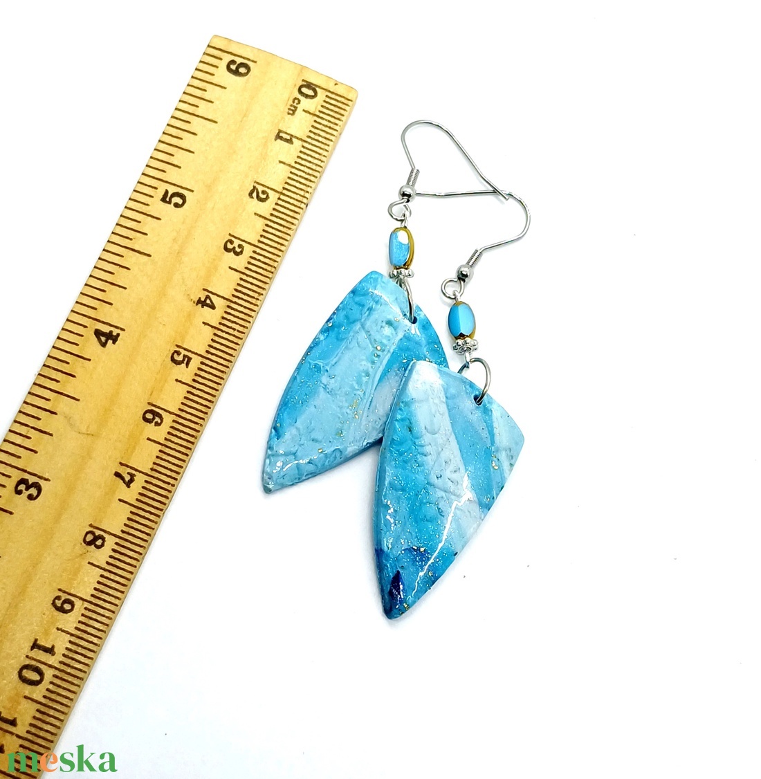 Kék fülbevaló  - ékszer - fülbevaló - lógó fülbevaló - Meska.hu